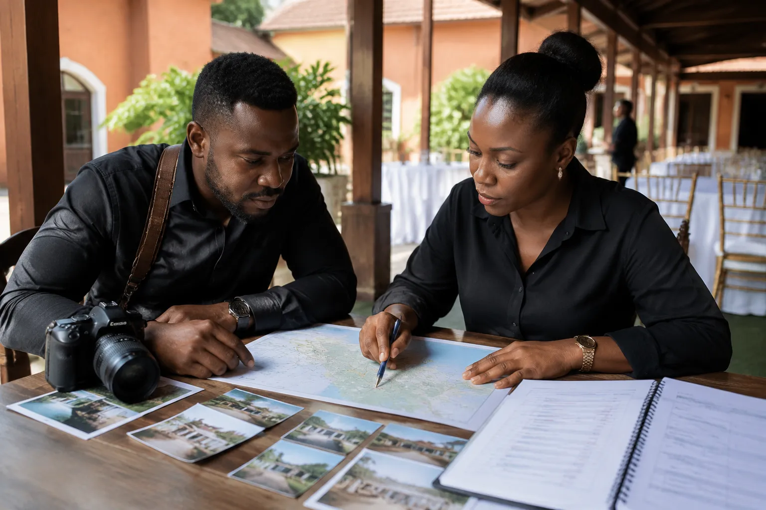Photographer and transport planning for multiple multicultural Ghanaian wedding ceremony locations